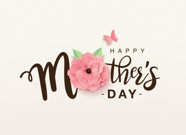 Mother's day lettering design with beautiful blossom flower